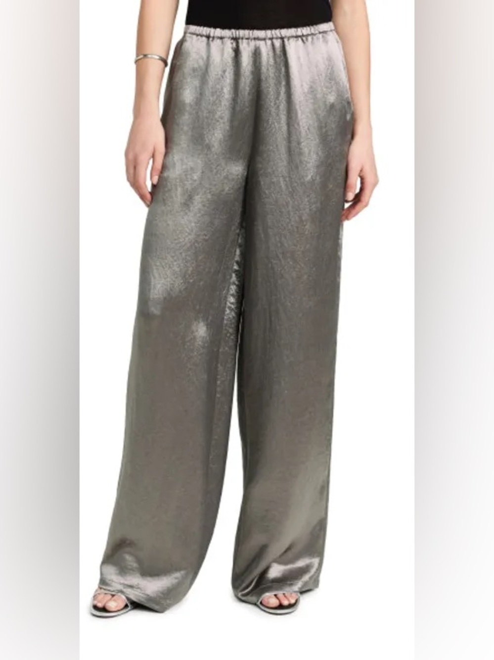 Tibi blue glitter sparkly Metallic sion Wide-Leg pull on Pants